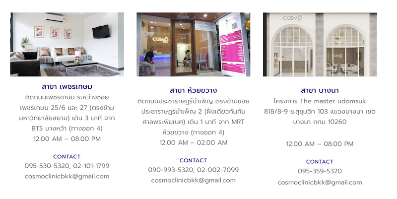 Cosmoprime Clinic มีสาขาไหนบ้าง?